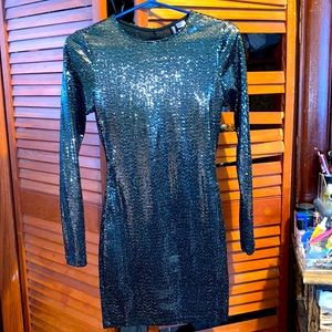 Black Sparkly Dress Backless